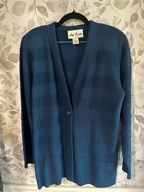 Deep Blue V-Neck Button Cardigan